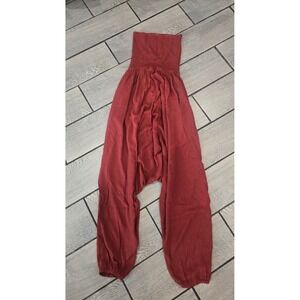 Halara XS Rust Red Harem Pants Smocked High Waist Yoga Lounge‎ Casual